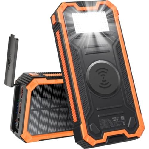 Power Bank Universal Solar Power Bank with Type-C USB Port 20000mAh PD Fast Charging External Battery Pack Type C Input Port