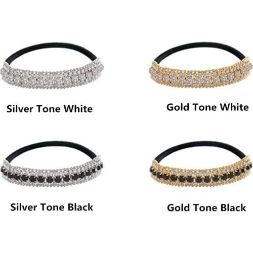 Xiwstar 1Pc Ponytail Holder Stretchy Elastic Hair Tie Sparkling Crystal Rhinestone Hair Band Headband Hair Accessories for Women