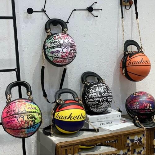 Bag For Women Personality Graffiti Basketball Round Ball Clutch Purses for Women Evening Handbags Ladies Party Bag