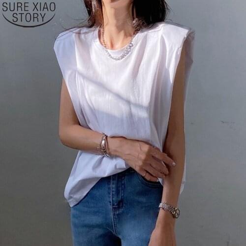 Korean Chic Vest Women Tank Top Solid Clothes Summer Sleeveless 2021 New Thin Flying Sleeves Round Collar Casual Vest 15566