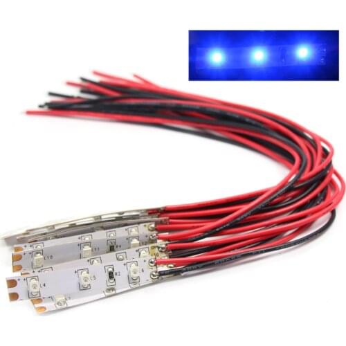 DD01 10pcs Pre Wired Led Strip Light Self-adhesive Flexible 12V ~18V NEW YELLOW ORANGE BLUE GREEN RED 5CM LED Strip 3LEDs