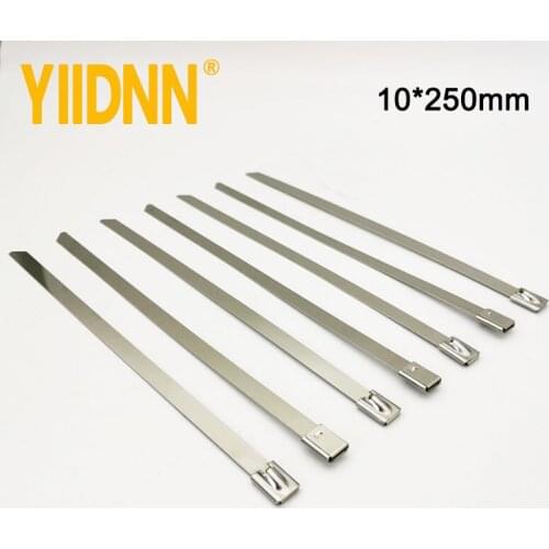 100pcs 10*250mm Stainless steel cable tie Locking Metal Wrap Locking Cable ties