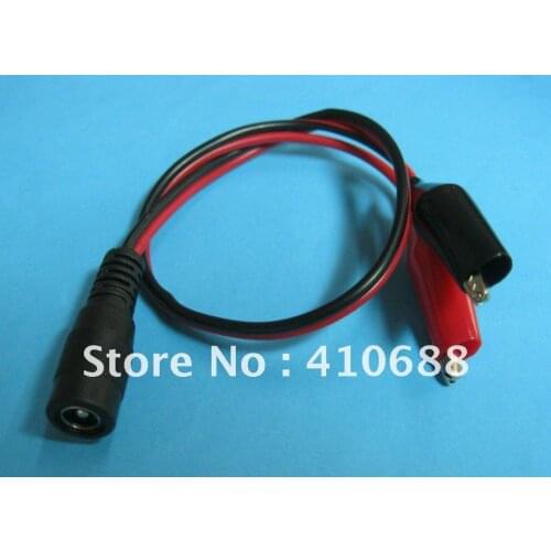 100 pcs DC Power Jack 5.5x2.1mm Female to Dual Alligator Clip Cable 25cm