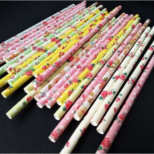 10000pcs Floral Paper Straws Vintage Flower Paper Colorful Drinking Straws Wedding Party Supplies