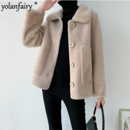 2020 Autumn Witner Coat Women Real Fur Coat Female 100% Wool Fur Jacket Sheep Shearing Fur Coats and Jackets Korean Clothes 1992