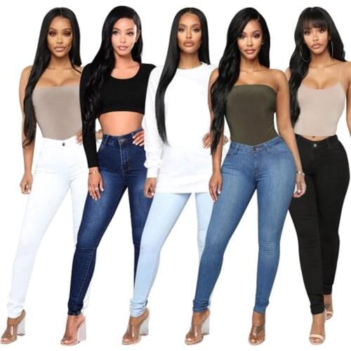 2020 Womens Jeans High Waist Jeans For Women Stretch Skinny Denim Feet Pants Comfortable Elastic Slim Pencil Pants