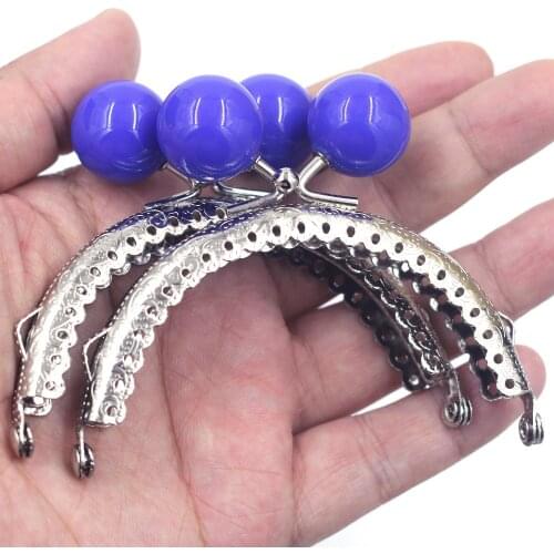 30PCS 8.5cm Ruffled Arch Purse Frames Kiss Clasps Clutch Buckle Handbag Handle Blue Ball Luggage Crafts Hardware Accessories