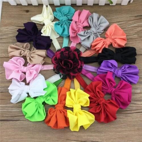 4inch 16pcs/lot Satin Bow Kids' Headbands Fabric Bow with Elastic Headband for Children for Hair Accessories Kids Headband