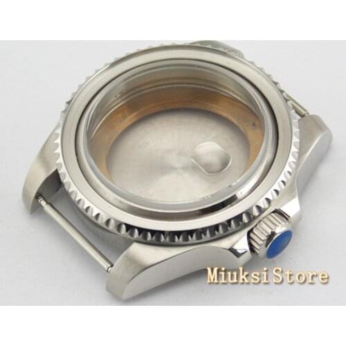 43mm Silver Case Sapphire glass date window brushed case fit ETA 2836 Mingzhu 2813 movement watch accessories