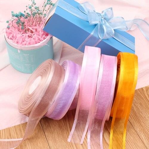 50Yards/lot 25mm Stripe Broadside Organza Ribbons for Wedding Home Decor DIY Gift Wrapping Handmade Accessories