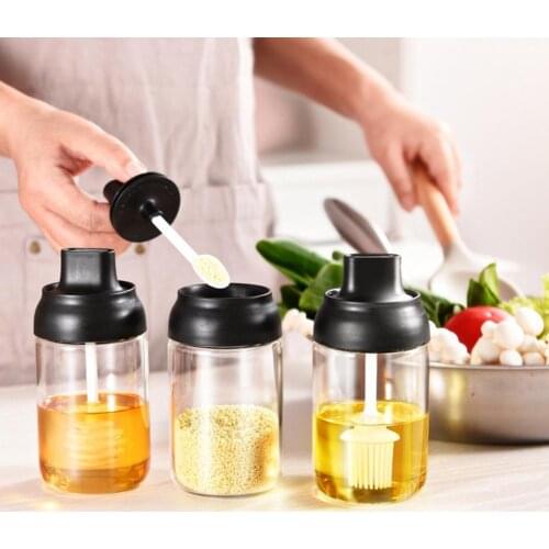 80% Hot Sales!! Spice Jar Storage Versatile Glass Salt Honey Oil Seasoning Bottle for Home