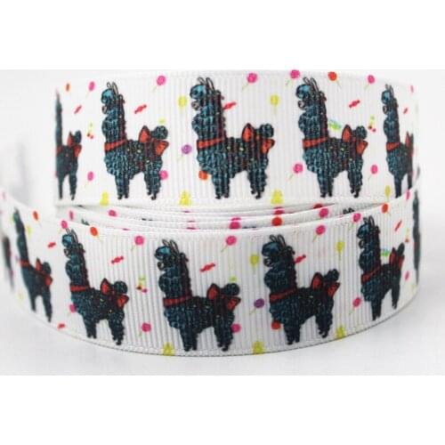 9mm/16mm/22mm/25mm/38mm/75mm Alpaca on white print grosgrain ribbon 10/25/50yards DIY gift wrap sewing wedding decor ribbon