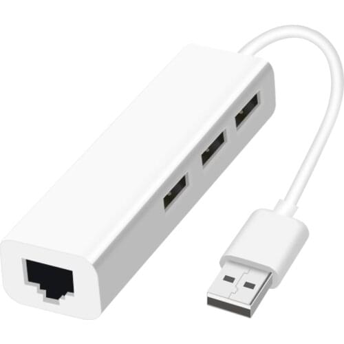 USB to Ethernet Adapter 3 Ports USB 2.0 Hub Ethernet RJ45 Lan Wired Network Card For Android PC Network Cards RTL8152 10/100Mbps
