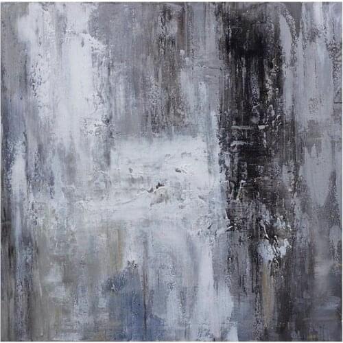 Large original abstract oil painting Contemporary Art Hand-painted Large wall Art decor Black white Oil painting grey color