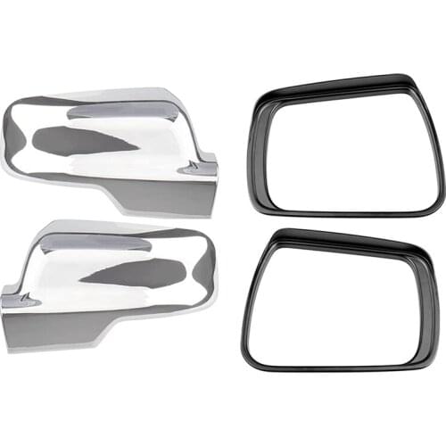 Rearview Mirror Cover for Dodge Ram 1500 2021 2020 2019 Rear View Mirror Rain Eyebrow Guard Car Accessories Silver+Black