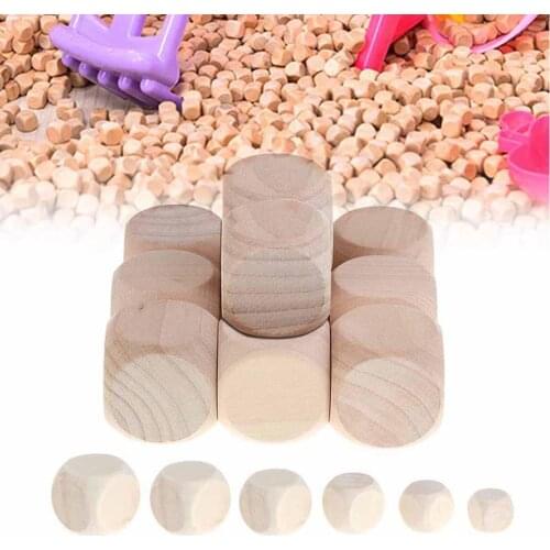 10PCS Wooden Blank Dice Six Sided Gaming Dice Wood Cubes Game Dice Children Making Pattern Engraving Toy Home Games