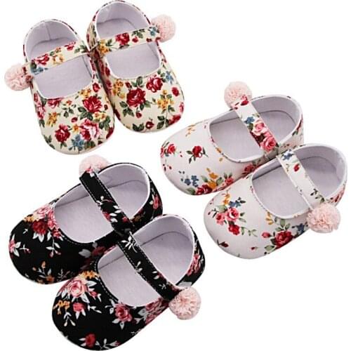 Baby Shoes Girl Breathable Floral Print Anti-Slip Shoes Casual Walking Shoe Toddler Soft Soled First Walkers