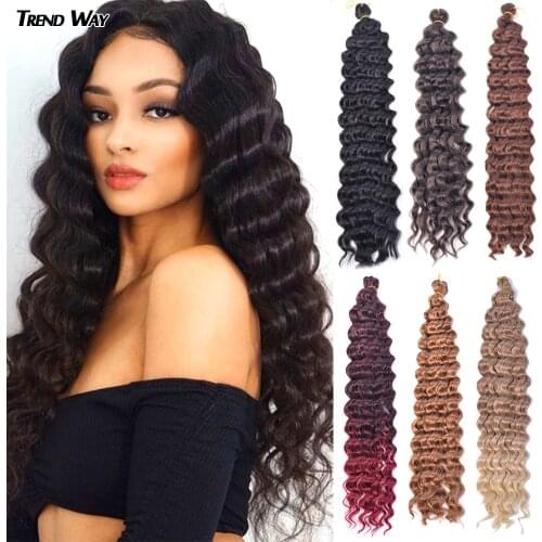 22 28Inch Synthetic Deep Wave Crochet Hair Extensions Pre Stretched Braiding Hair Natural Braids Hair For Women For Kids Blonde