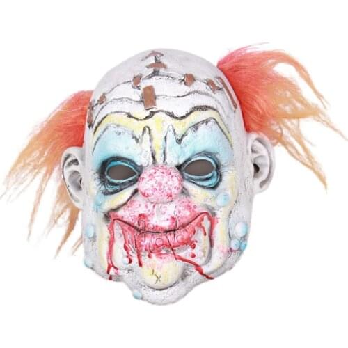 Halloween Mask Horror Kemel Face Cover Realistic Party Props Creepy Clown Masquerade Bar Haunted House Tricky Scary Decorative