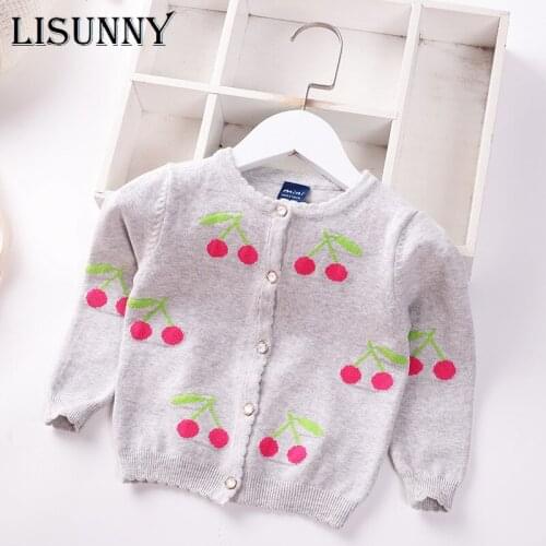 Girls Cardigan Sweater Autumn New 2021 Infants Children Cotton Knitwear Cartoon Flowers Baby Top Kids Coat Toddler Clothes 2-7y
