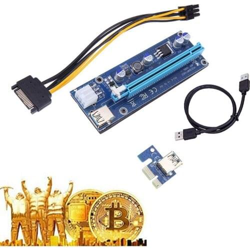 Golden VER009S PCI-E Riser Card 009S PCI Express PCIE 1X to 16X 100CM 60CM USB 3.0 Cable 6Pin Power for BTC Miner Mining