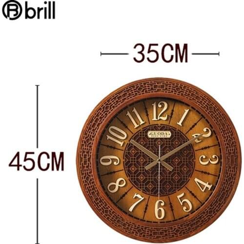 Chinese Style Solid Wood Wall Clock Living Room Creative Art Silent Hand Carved Hollow Clocks Wall Home Decor Luxury Reloj Pared