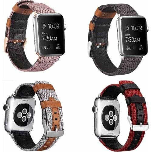 Series 6 5 4 3 2 1 Fabric leather loop strap for apple watch band se 42 44mm iwatch 5 wristband for iwatch band 38 40 bracelet
