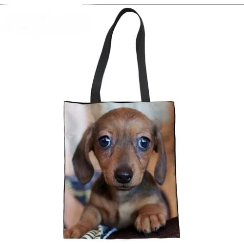 Cute Dog Canvas Bags Customized Bags Women 2019 Lovely Handbag Girls School Bag Female Soft Bags for Beach Pouch Bolsa Feminina