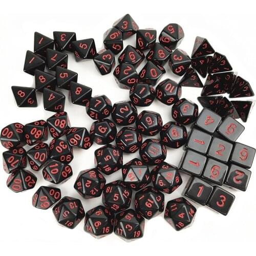 T&G Different Side Solid Color Black X Red Dots Effect Portable Number Cube Dice D4/D6/D8/D10/D10%/D12/D20 for DnD RPG