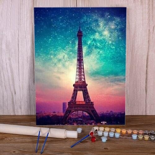 Landscape Paris Tower Painting By Numbers Kit Acrylic Paints 50*70 Paiting By Numbers Decorative Paintings For Wholesale