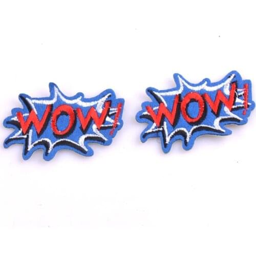 Letters Wow Patch DIY Embroidered Patches Badges Sewing Fabric Bags Patches Clothes Hat Decorative Ornament CP0931