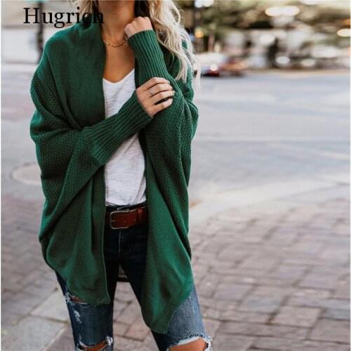 New fashion Casual Solid Color Womens Sweater Bat Sleeve Large Knitting Cardigan Sweater Jacket 2020