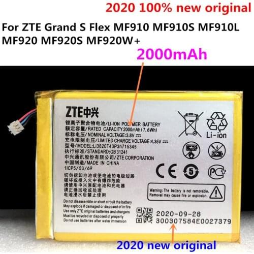 Original 3.8V 2300mAh LI3823T43P3h715345 For ZTE Grand S Flex / For ZTE MF910 MF910S MF910L MF920 MF920S Battery