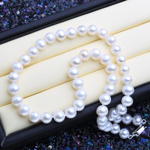 FENASY Handmade DIY Wedding Party Jewelry Elegant 7-8mm Near Round Natural Pearl Necklaces For Women Classic Choker Necklace