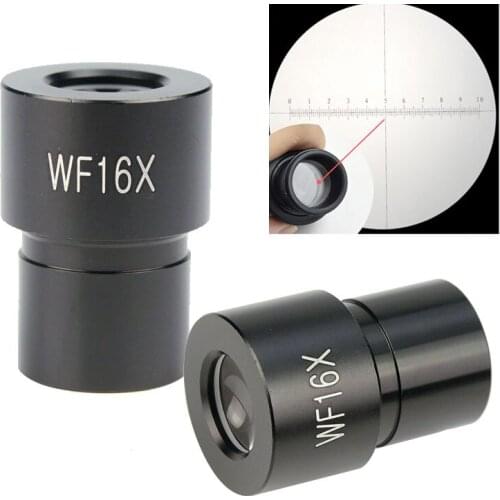 Pair of 16X Wide Field Microscope Eyepiece with Reticle 23.2mm Mounting Size for Biological Microscope