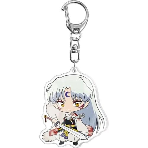 Sesshoumaru & Inuyasha Cartoon Double-sided Keychain Pendant Higurashi Kagome Kikyou Keyring Bag Accessories