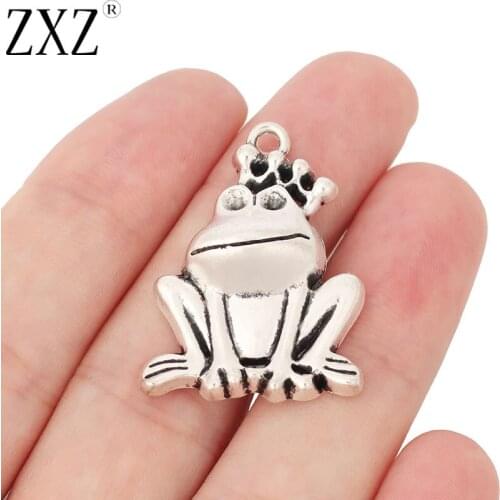 ZXZ 5pcs Tibetan Silver Large Frog Animal Charms Pendants for Jewelry Making Findings 35x25mm