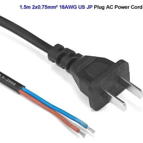 US Plug Power Cable Adapter 18AWG Pigtail Electric Wire Japan Replacement Power Supply Cord For Extension Socket Lamps LED Light