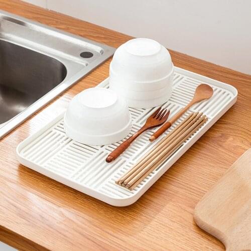 Drain Rack Kitchen Plastic Dishes Drain Tray Sink Storage Cup Sponge Drying Rack Stand Countertop Tableware Storage Tray