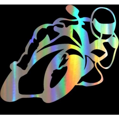 WaveHands Car Sticker 15*18CM rcyclist on board Funny Car Decal Reflective Laser 3D Car Sticker Vinyl Car Styling Black Silver