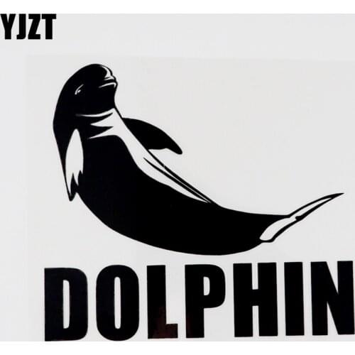 YJZT 13.4CM×12.1CM Fun Marine Organism Dolphin Vinyl Car Sticker Decal Black/Silver 13F-0034