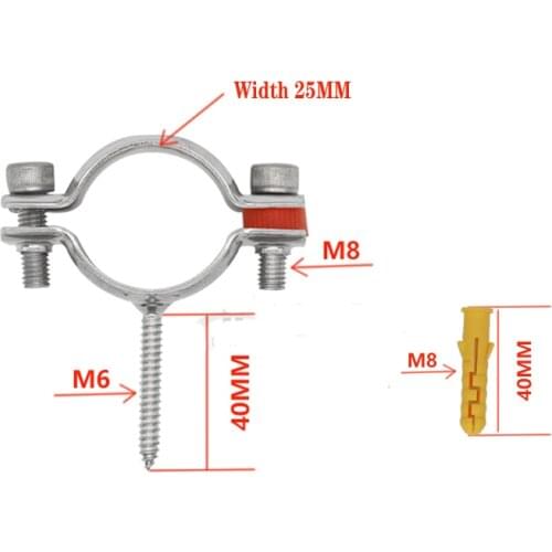 Φ14-φ52mm 304 Stainless Steel Pipe Clamp Clip Support bracket with Screw Pole