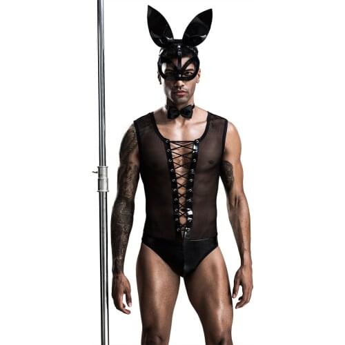 Sissy Lingerie For Men Bodysuit Crossdress Fetish Babydoll Mesh Thongs Gay Sexy See Through Sex Male Exotic Pole Dance Clothing