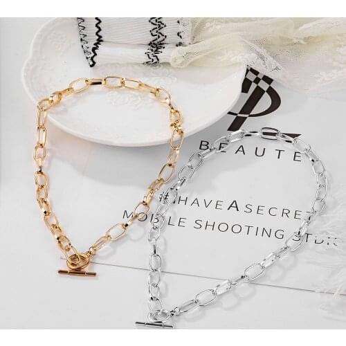 ZOVOLI Thick Chain Toggle Clasp Gold Necklaces Mixed Linked Circle Necklaces for Women Minimalist Choker Necklace Hot Jewelry