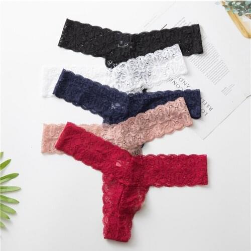 Women Lingerie G String Lace Underwear Femal Sexy T-Back Thong Sheer Panties Transparent Knickers