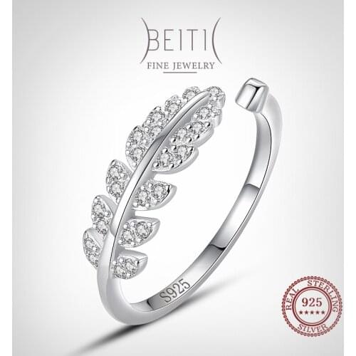 Beitil Elegant Open Ring 100% 925 Sterling Silver Adjustable Wedding Engagement Rings Fashion Party Jewelry Gift