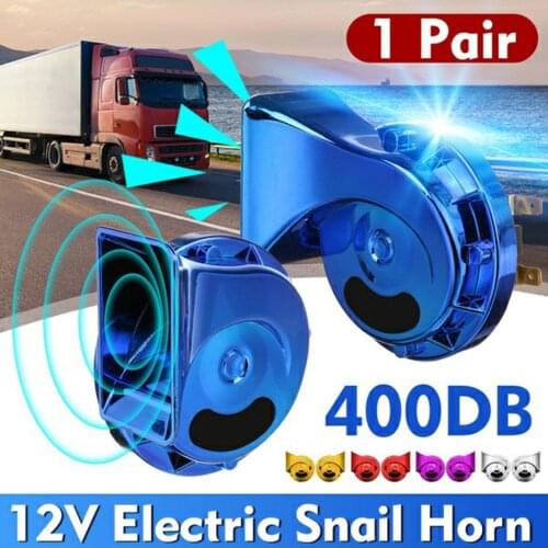 1Pair Universal Loud 400DB 12V Electric Snail Horn Air Horn Raging Sound Honking Horn For Car Motorcycle Truck Boat