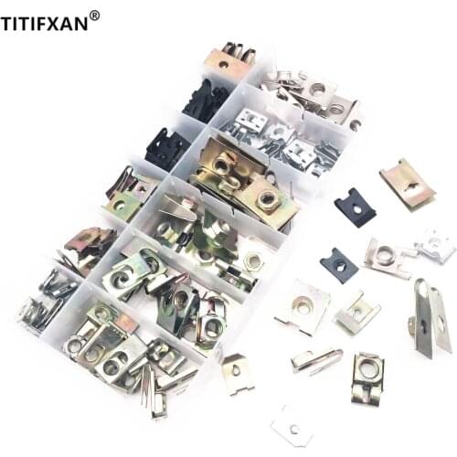 120PCS Auto Fender Chassis Guard Self - tapping Screw Alloy Steel Iron Base Fastener Clip With Box For Toyota VW All Cars