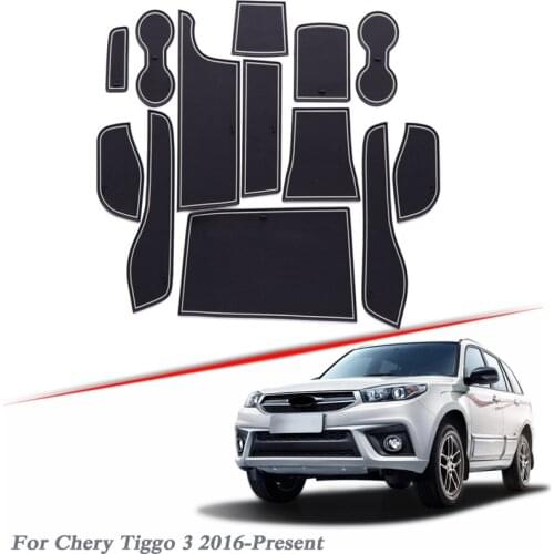13pcs Car Styling For Chery Tiggo 3 2016-Present Latex Gate slot pad Interior Door Groove Mat Non-slip dust Mat Auto Accessory