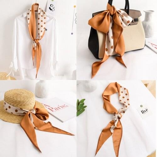 2020NEW Autumn Neckerchief Silk Scarf for women Korean printing Double-Sided Bevel scarf Wrist Ribbon Bag Waistband Hair Band